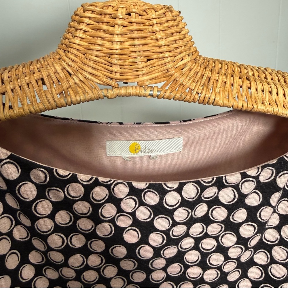Boden Nellie Jersey Dress Long Sleeve Bubble Print Black & Light Pink Size 12 - Picture 8 of 12